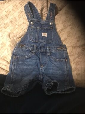 Denim Blue Kids Short Overalls - Classic Pocket Front